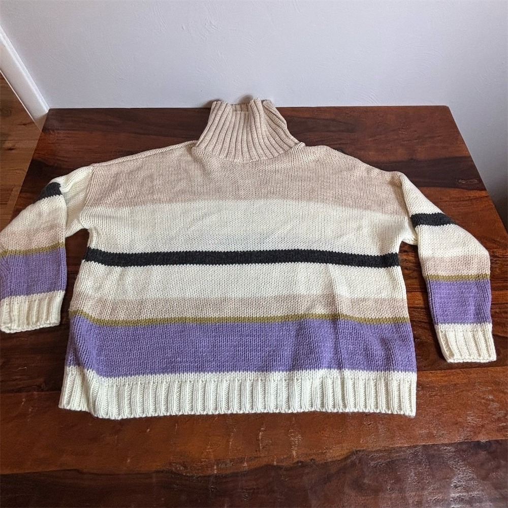 Aldomartins for Anthropologie Sweater‎ Womens M Purple Cream Striped